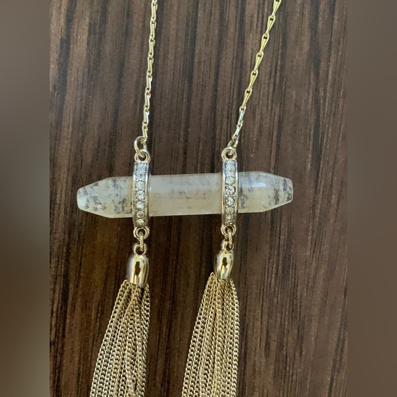 WHBM Yellow stone shard tassel pendant necklace - Picture 10 of 12